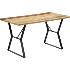 vidaXL Mesa de comedor de madera maciza reciclada 140x80x76 cm Multicolor Discount