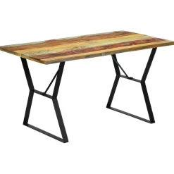 vidaXL Mesa de comedor de madera maciza reciclada 140x80x76 cm Multicolor Discount