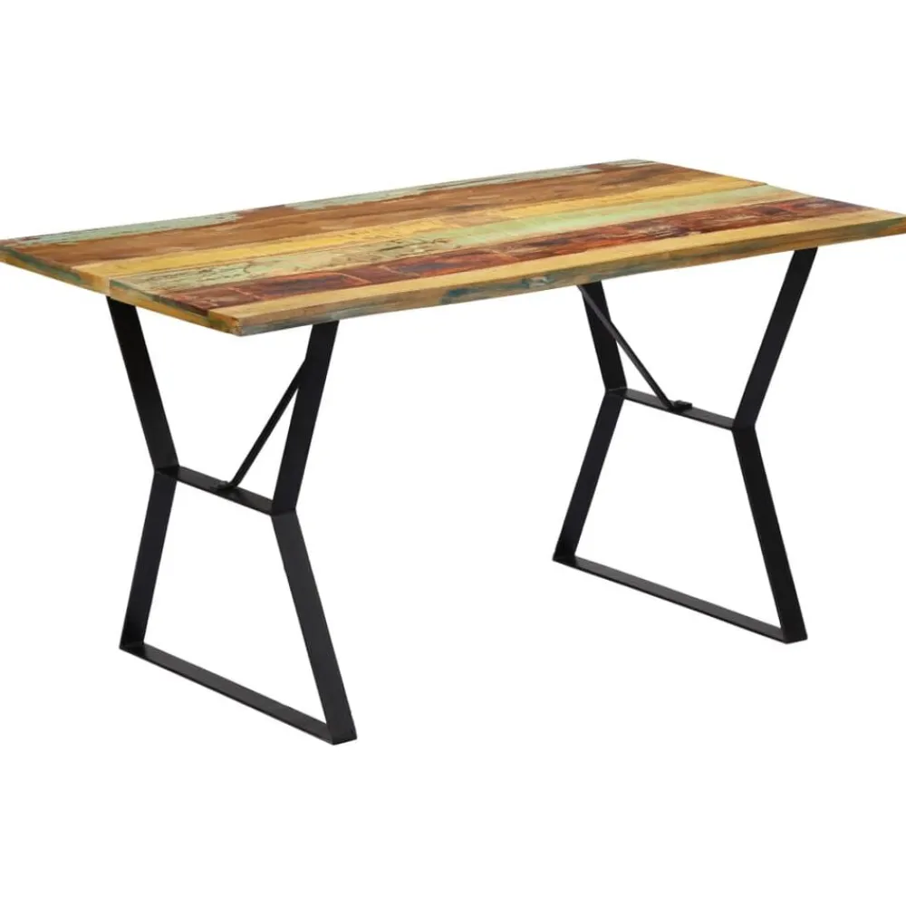 vidaXL Mesa de comedor de madera maciza reciclada 140x80x76 cm Multicolor Discount