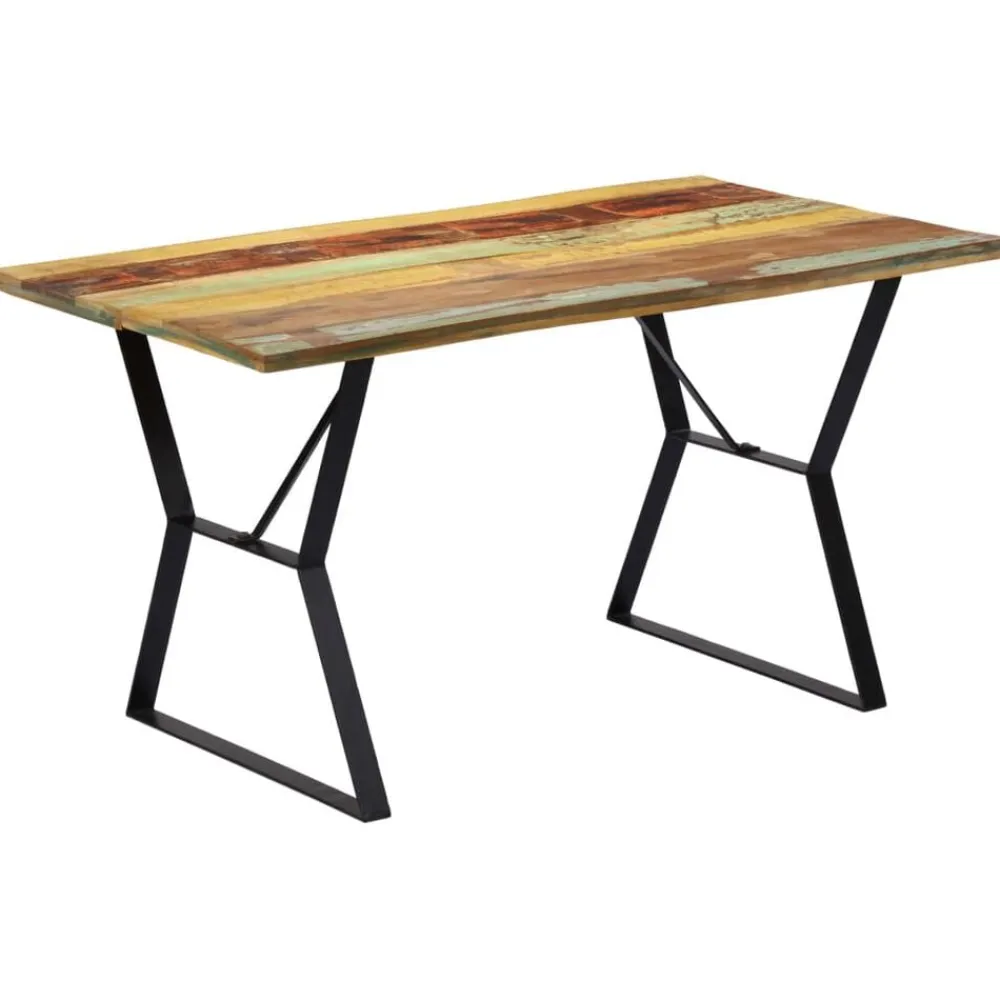 vidaXL Mesa de comedor de madera maciza reciclada 140x80x76 cm Multicolor Discount