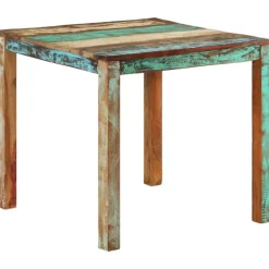 vidaXL Mesas-Mesa de comedor de madera maciza reciclada 82x80x76 cm