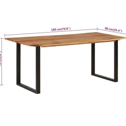 vidaXL Mesas-Mesa de comedor de madera maciza de acacia 180x90x76 cm