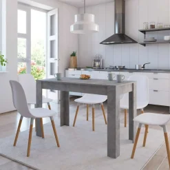 vidaXL Mesa de comedor de madera de ingeniería gris 120x60x76 cm Gris hormig&oacute;n New