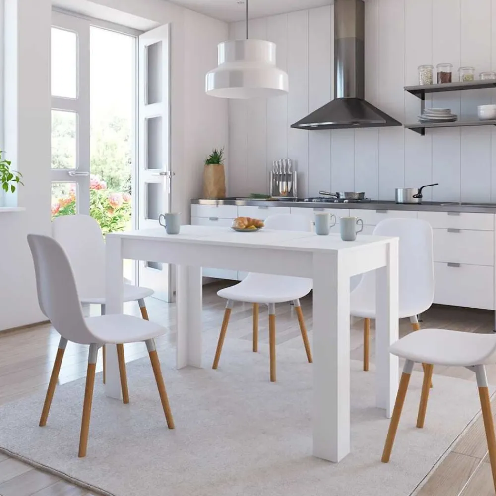 vidaXL Mesa de comedor de madera de ingeniería 120x60x76 cm Blanco Discount