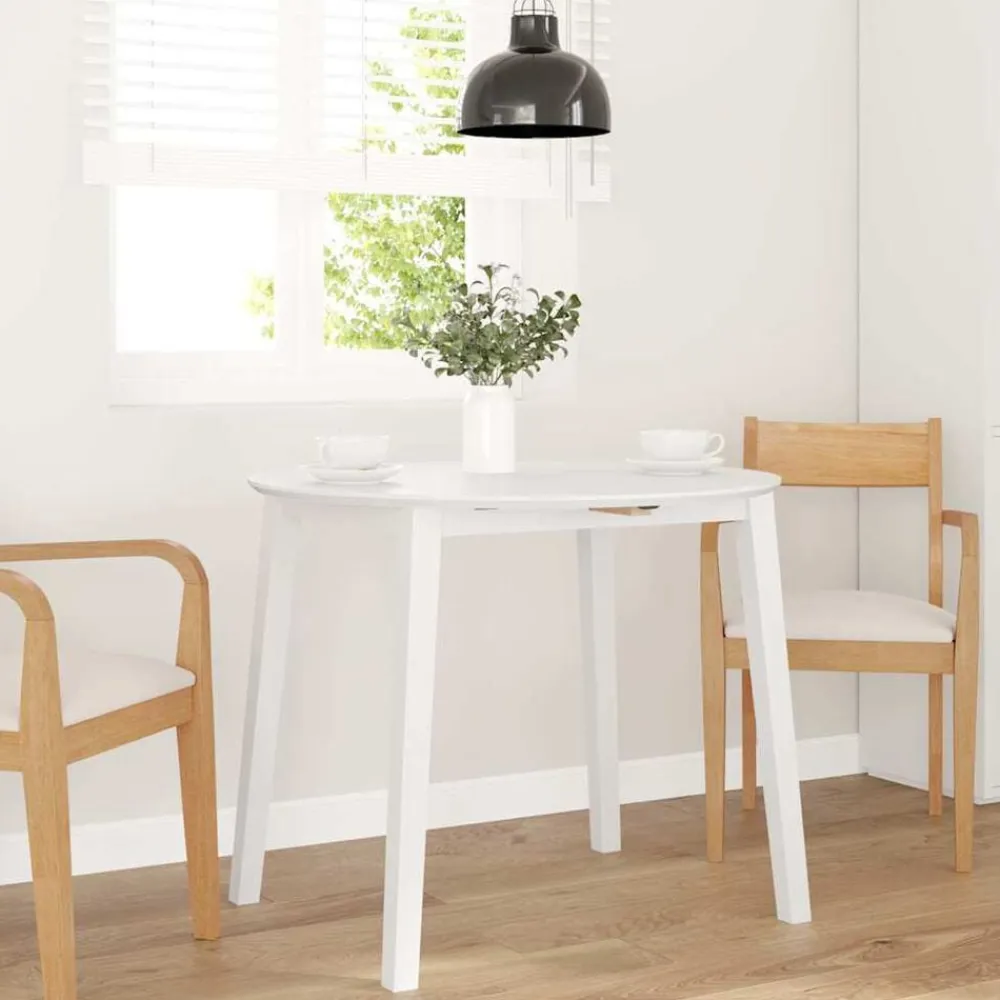 vidaXL Mesa de comedor de madera maciza de caucho Blanco Best