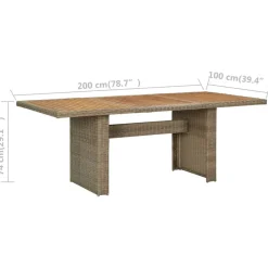 vidaXL Muebles De Jardín-Mesa de comedor de jardín ratán sintético marrón 200x100x74 cm