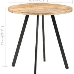 vidaXL Mesa de comedor de madera de mango rugosa 80 cm Sale