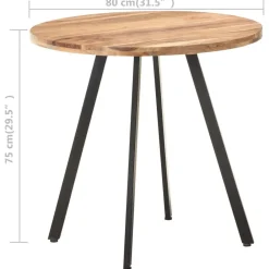 vidaXL Mesa de comedor de madera maciza de acacia 80 cm Best