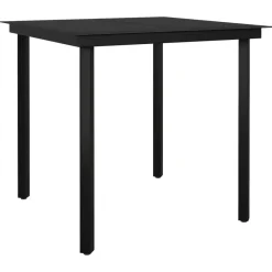 vidaXL Mesa de comedor de jardín acero y vidrio negra 80x80x74 cm Outlet