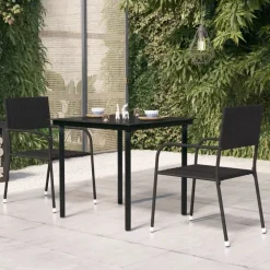 vidaXL Mesa de comedor de jardín acero y vidrio negra 80x80x74 cm Outlet