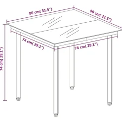 vidaXL Mesa de comedor de jardín acero y vidrio negra 80x80x74 cm Outlet