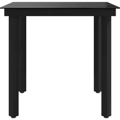 vidaXL Mesa de comedor de jardín acero y vidrio negra 80x80x74 cm Outlet