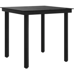 vidaXL Mesa de comedor de jardín acero y vidrio negra 80x80x74 cm Outlet
