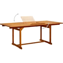 vidaXL Mesa de comedor jardín madera maciza acacia (150-200)x100x75cm Outlet
