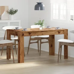 vidaXL Mesas-Mesa de comedor madera ingeniería envejecida 140x74,5x76 cm