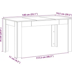 vidaXL Mesas-Mesa de comedor madera ingeniería 140x74,5x76 cm