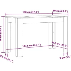 vidaXL Mesas-Mesa de comedor madera de ingeniería 120x60x76 cm