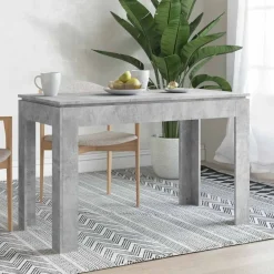 vidaXL Mesas-Mesa de comedor madera de ingeniería gris hormigón 120x60x76 cm