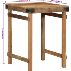 vidaXL Mesas-Mesa de Comedor Marrón 60 x 55 x 76 cm madera maciza reciclada