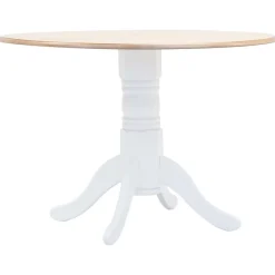 vidaXL Mesas-Mesa de comedor madera maciza de caucho blanco y marrón 106 cm
