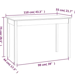 vidaXL Mesa de comedor madera maciza de pino 110x55x75 cm Natural Best