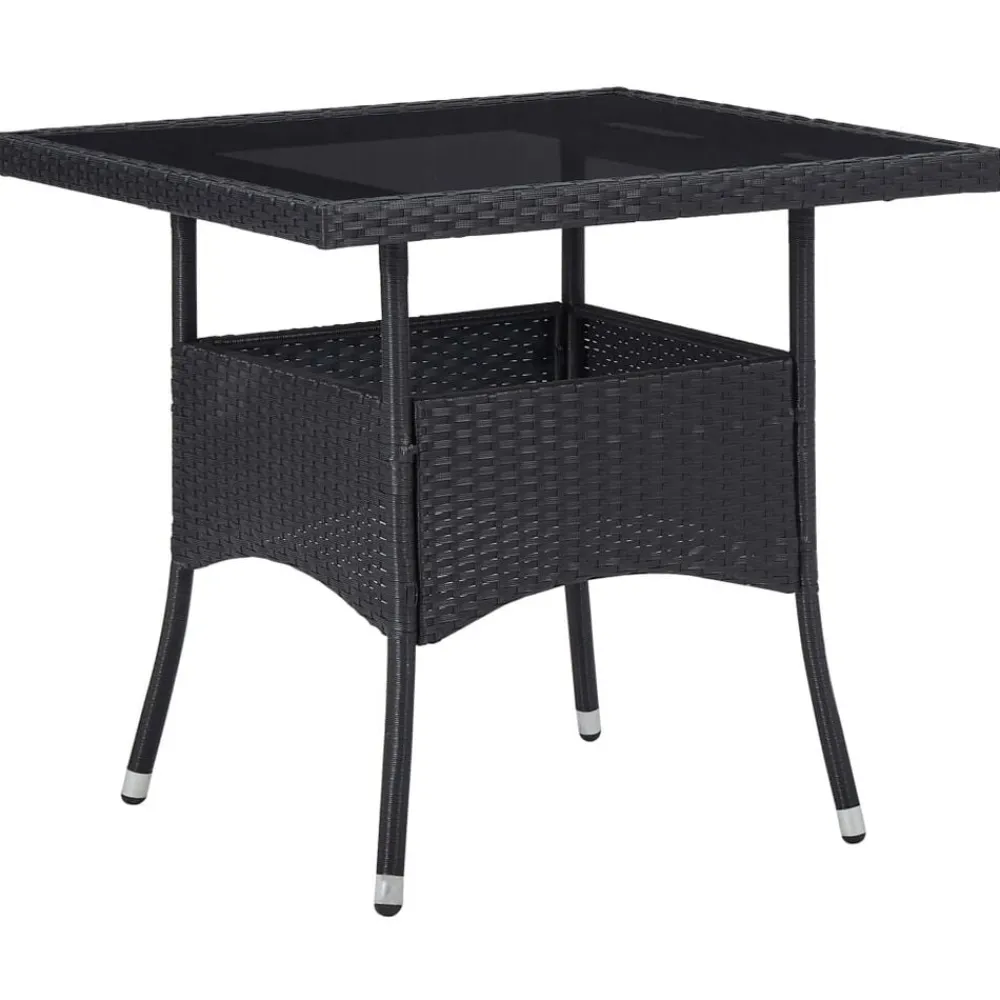 vidaXL Muebles De Jardín-Mesa de comedor para jardín ratán sintético y vidrio