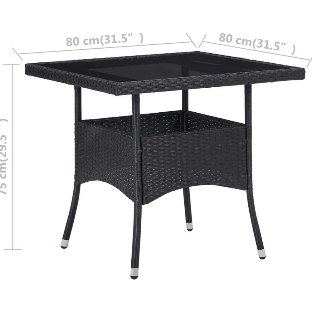 vidaXL Muebles De Jardín-Mesa de comedor para jardín ratán sintético y vidrio
