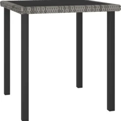 vidaXL Mesa de comedor para jardín ratán sintético 70x70x73 cm Gris Clearance