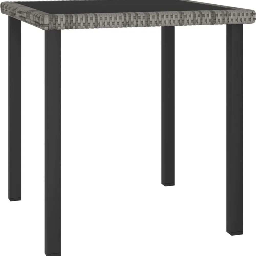 vidaXL Mesa de comedor para jardín ratán sintético 70x70x73 cm Gris Clearance