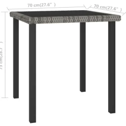 vidaXL Mesa de comedor para jardín ratán sintético 70x70x73 cm Gris Clearance