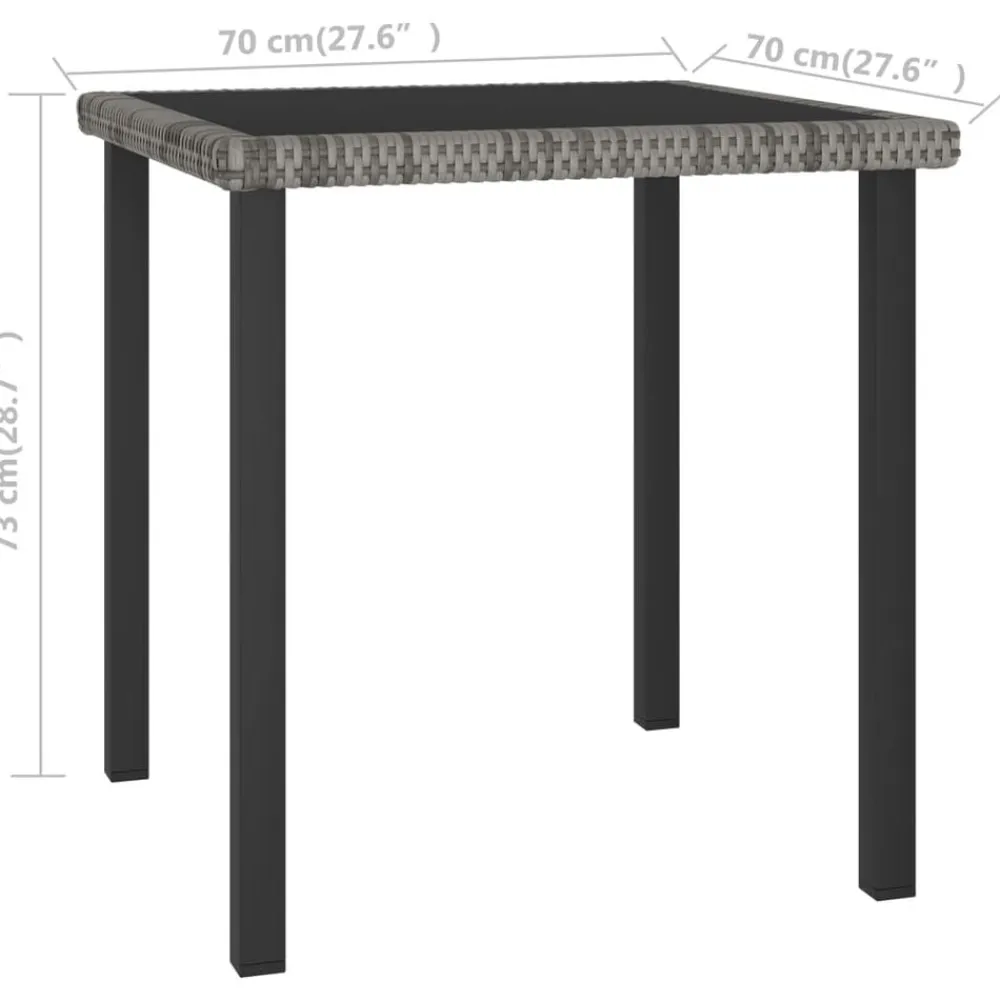 vidaXL Mesa de comedor para jardín ratán sintético 70x70x73 cm Gris Clearance