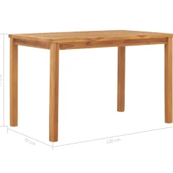 vidaXL Muebles De Jardín-Mesa de comedor para jardín madera maciza de teca 120x70x77 cm
