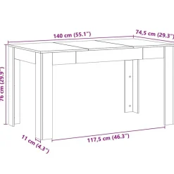 vidaXL Mesa de Comedor 140 x 74,5 x 76 cm Roble negro Discount