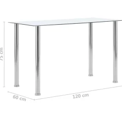 vidaXL Mesa de comedor vidrio templado transparente 120x60x75 cm New