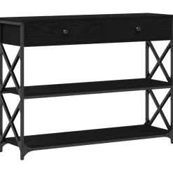 vidaXL Mesa de Consola con cajón 100 x 28 x 75 cm Roble negro Clearance