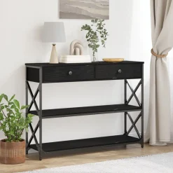 vidaXL Mesa de Consola con cajón 100 x 28 x 75 cm Roble negro Clearance