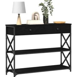 vidaXL Mesa de Consola con cajón 100 x 28 x 75 cm Roble negro Clearance