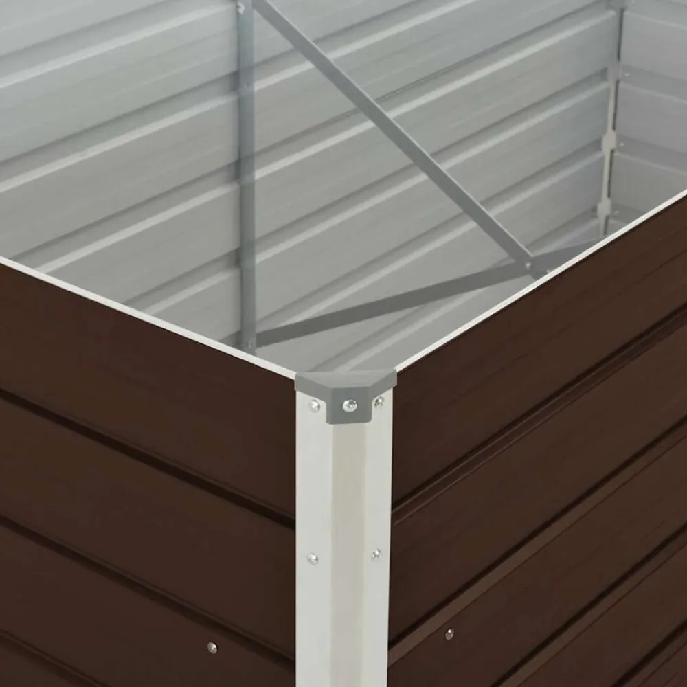 vidaXL Mesa de cultivo de acero galvanizado marrón 160x80x77 cm Discount