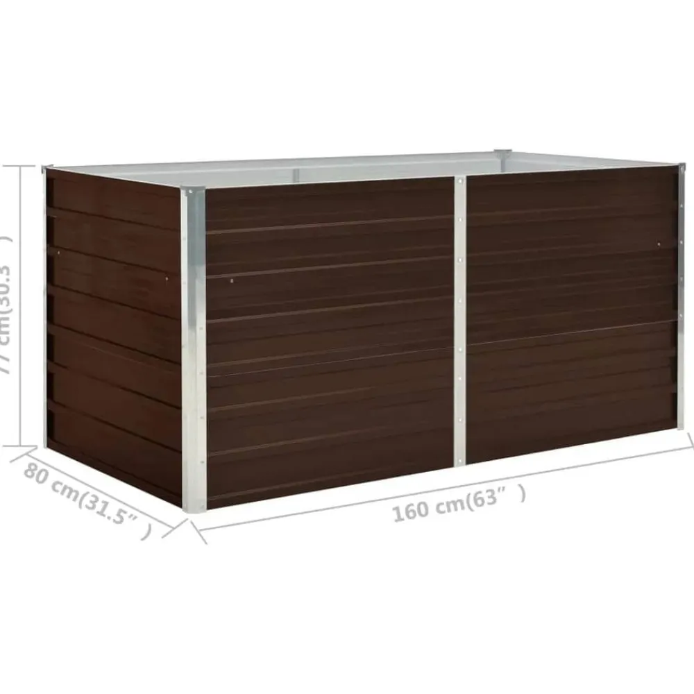 vidaXL Mesa de cultivo de acero galvanizado marrón 160x80x77 cm Discount