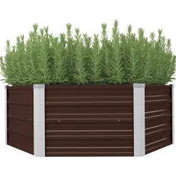 vidaXL Mesa de cultivo de acero galvanizado marrón 129x129x45 cm Marr&oacute;n New