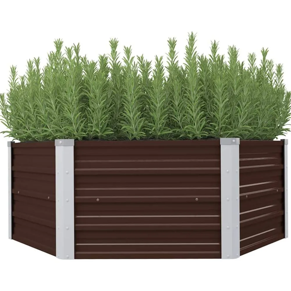 vidaXL Mesa de cultivo de acero galvanizado marrón 129x129x45 cm Marrón New