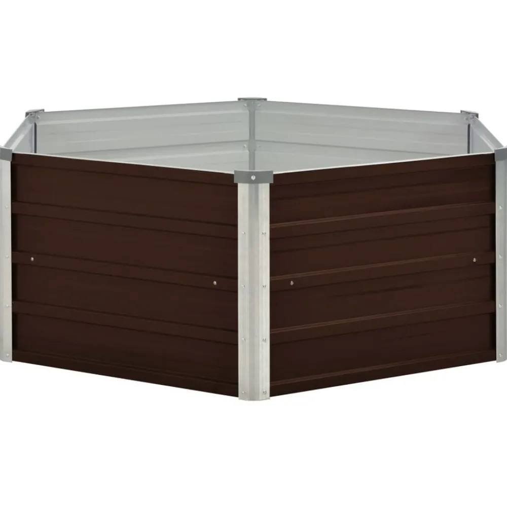 vidaXL Mesa de cultivo de acero galvanizado marrón 129x129x45 cm Marrón New