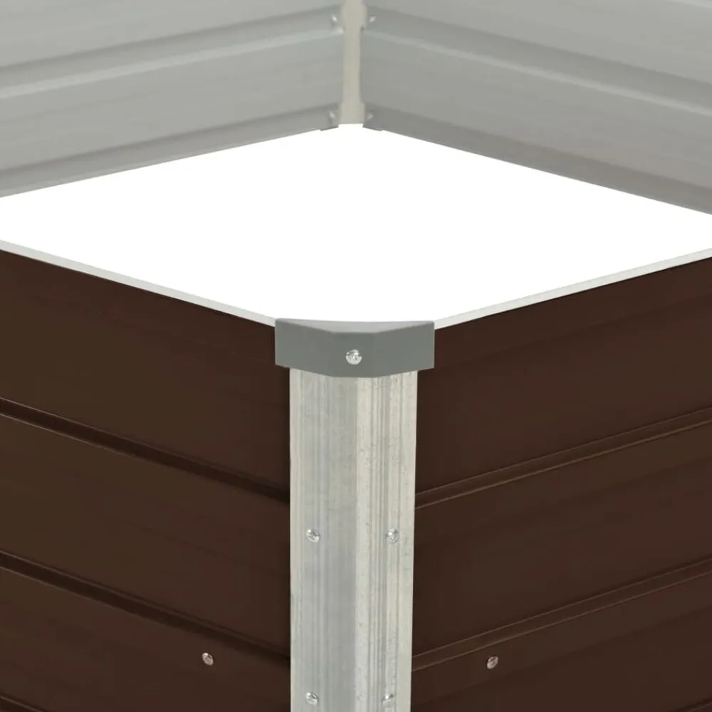vidaXL Mesa de cultivo de acero galvanizado marrón 129x129x45 cm Marrón New