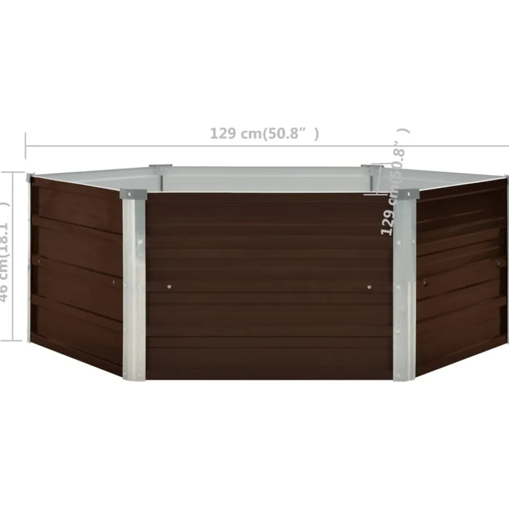 vidaXL Mesa de cultivo de acero galvanizado marrón 129x129x45 cm Marrón New