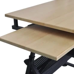 vidaXL Mobiliario De Oficina-Mesa de dibujo inclinable con 2 cajones y taburete