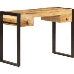 vidaXL Mobiliario De Oficina-Mesa de escritorio 2 cajones madera maciza mango 110x50x77 cm