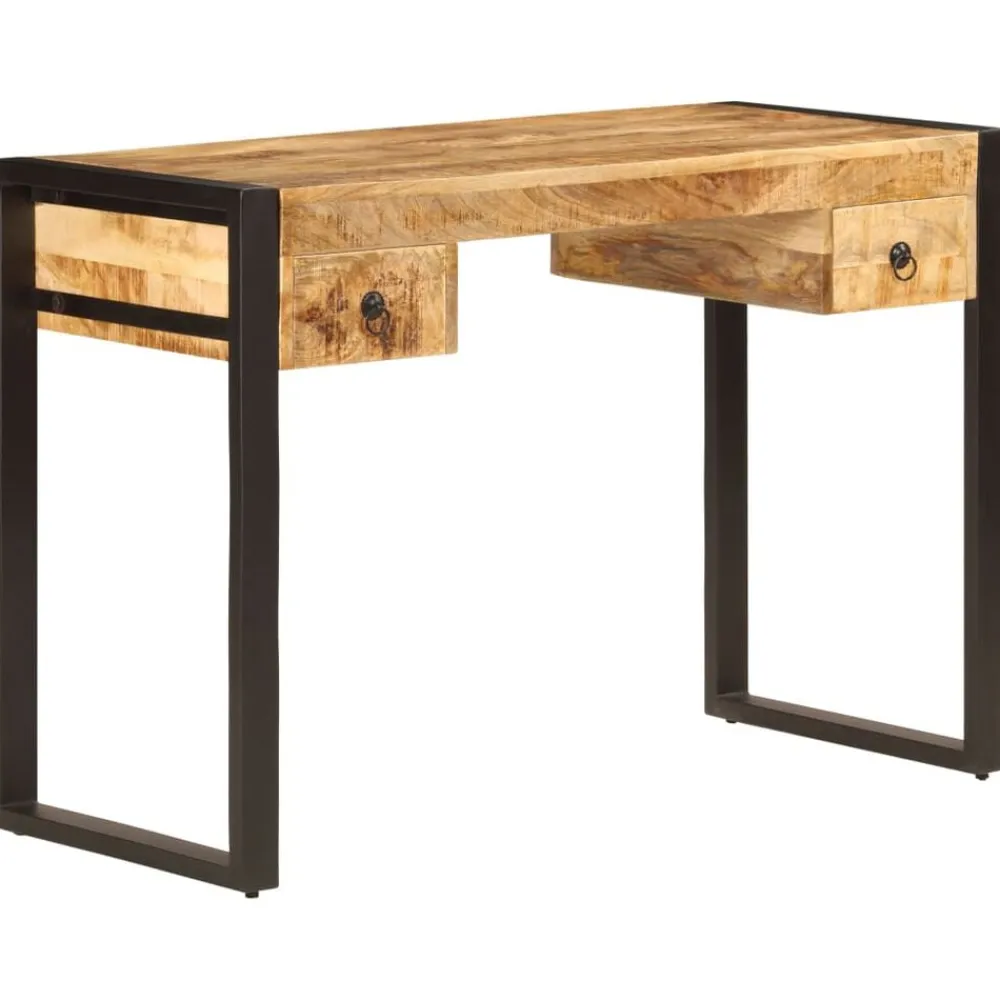 vidaXL Mobiliario De Oficina-Mesa de escritorio 2 cajones madera maciza mango 110x50x77 cm