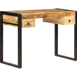 vidaXL Mobiliario De Oficina-Mesa de escritorio 2 cajones madera maciza mango 110x50x77 cm