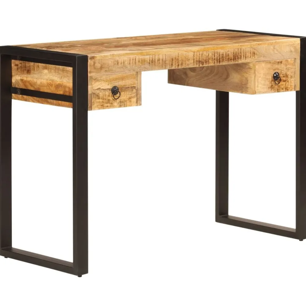 vidaXL Mobiliario De Oficina-Mesa de escritorio 2 cajones madera maciza mango 110x50x77 cm