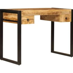 vidaXL Mobiliario De Oficina-Mesa de escritorio 2 cajones madera maciza mango 110x50x77 cm